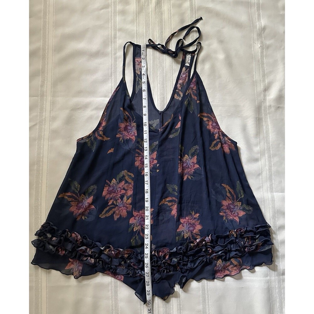 Free People Intimately "Icing On Top" Romper Size S Navy Blue Floral Print - Picture 11 of 16